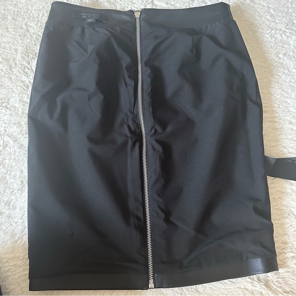 All Saints Axel Faux Leather Zip Front Skirt Black Classic Edge Size 8 - Picture 12 of 12